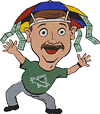 An artist's rendition of Dollar Bill, from his website.