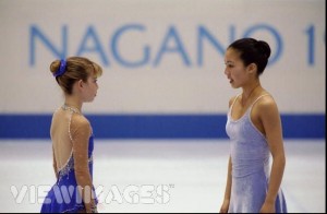 Tara Lipinski and Michelle Kwan at the 1998 Olympics.