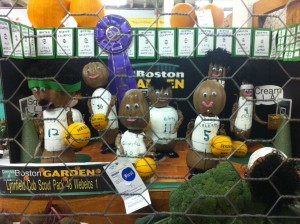 A diorama of the Boston Celtics done in gourds from the Topsfield Fair.