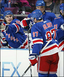 Gilroy celebrates a two goal game on Monday night.