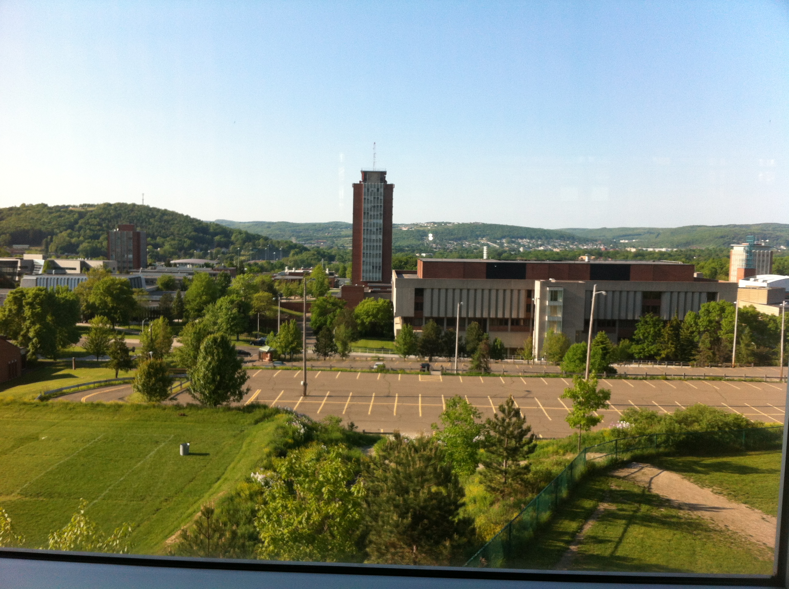 A view of Binghamton University from the Appalachian Dining Room in Mountainview College.