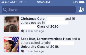 Facebook group entry requests from Sock Bun and Christmas Carol