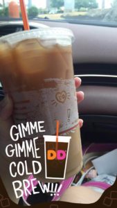 Dunkin' Donuts released a SnapChat geofilter to commemorate the release of its cold brew offering. (Photo: Kat Cornetta.)